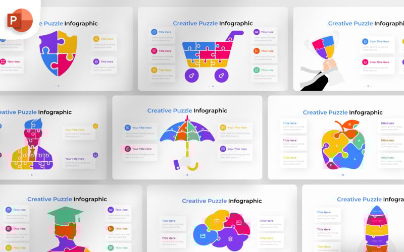 creative puzzle powerpoint infographic template original