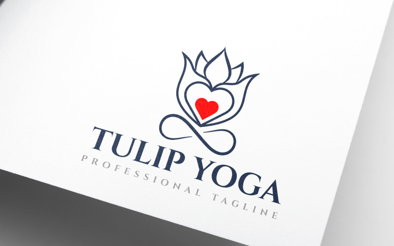 creative tulip heart yoga spa logo design original