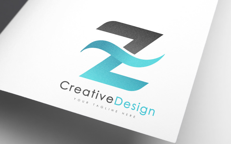 creative z letter blue wave logo template original