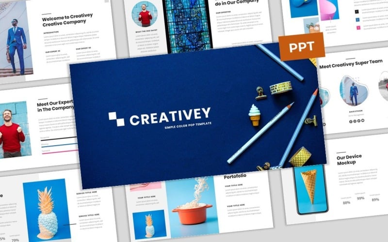 creativey simple color pop business powerpoint template original