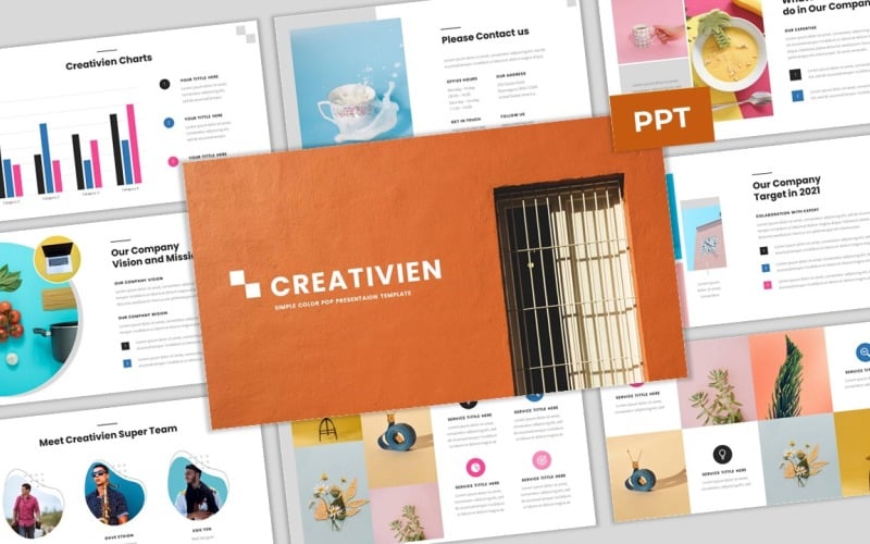 creativien simple color pop business powerpoint template original