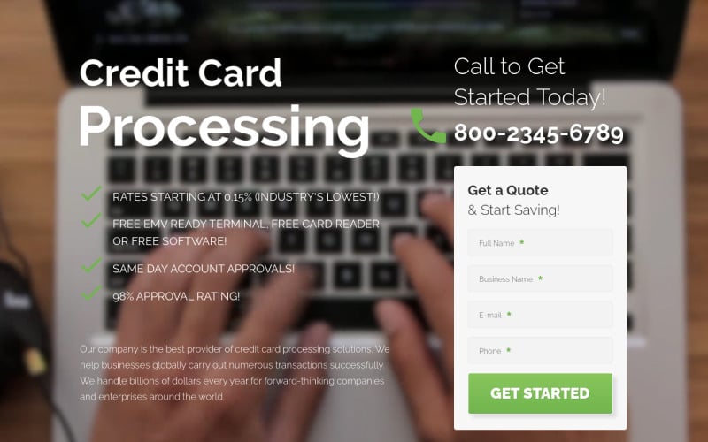 credit card processing merchant services creative html landing page template original