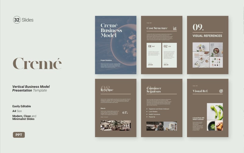 creme business model vertical presentation powerpoint template original