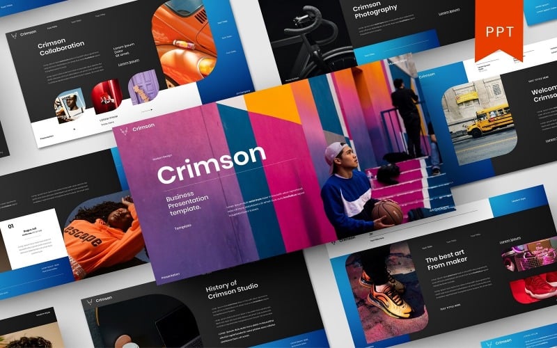 crimson business powerpoint template original