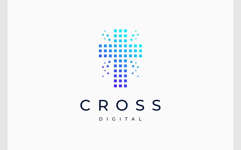 cross faith church technology pixel digital logo original