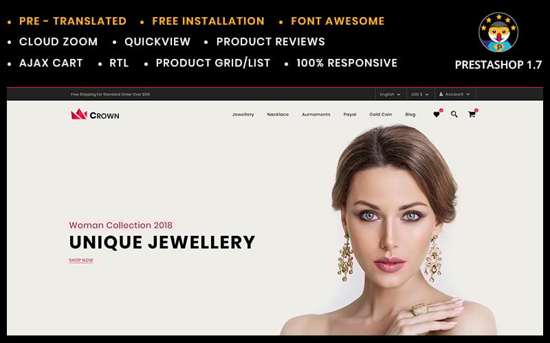 crown jewelry store prestashop theme original
