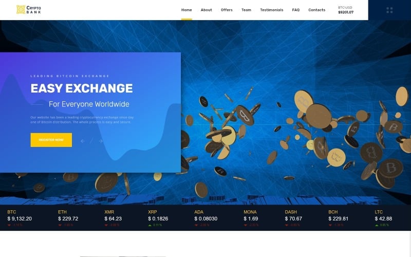 crypto bank cryptocurrency exchange html landing page template original