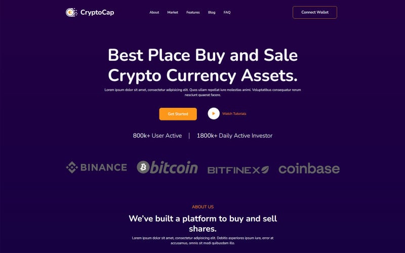 cryptocap cryptocurrency landing page template original