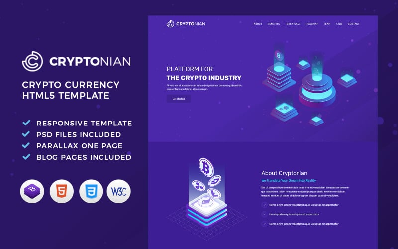 cryptonian ico bitcoin and cryptocurrency html template original