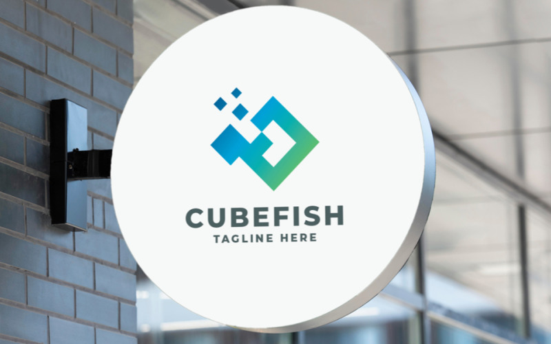 cube fish pro logo template original
