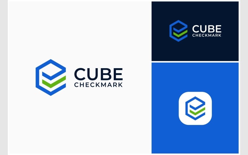 cube hexagon checkmark logo original