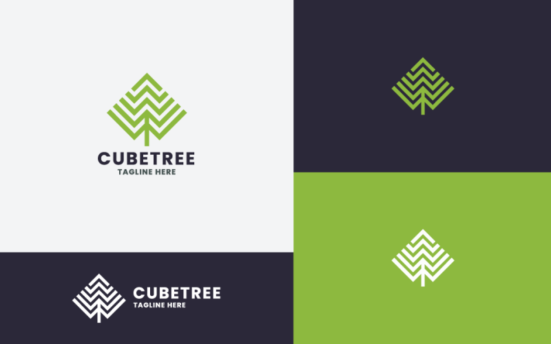 cube pine tree nature logo original