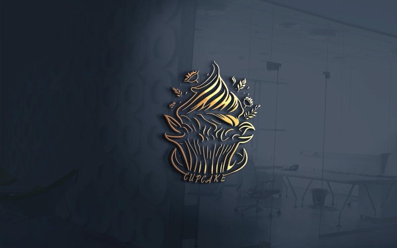 cupcake bakery outline modern logo vector file original
