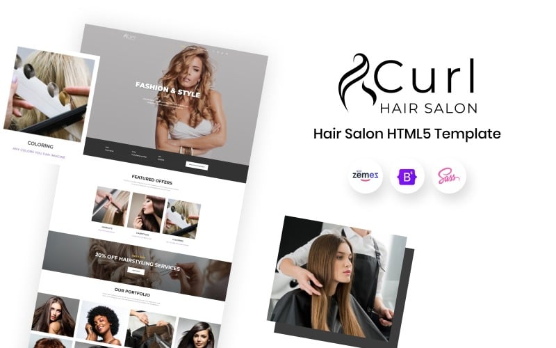 curl hair salon elegant html landing page template original