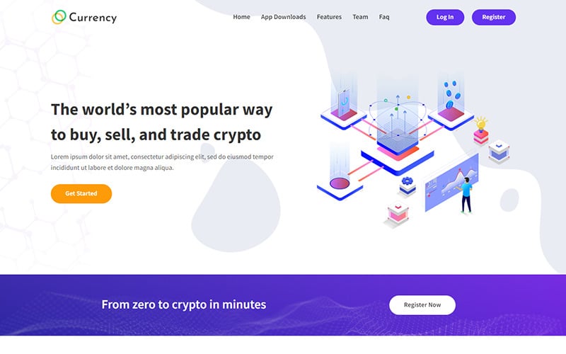 currency cryptocurrency landing page template original