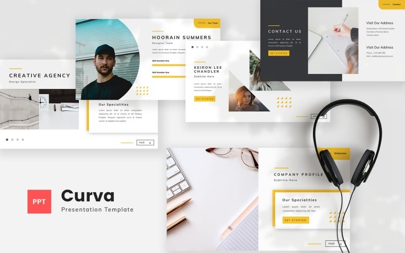 curva creative company profile powerpoint template original