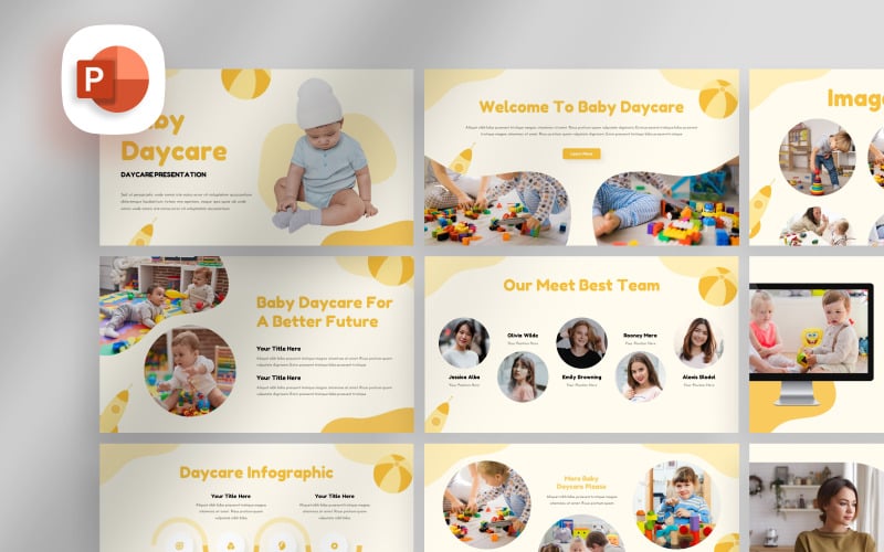 cute baby daycare powerpoint template original