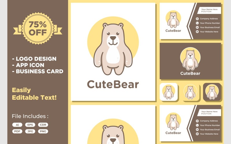 cute bear grizzly mascot icon logo original