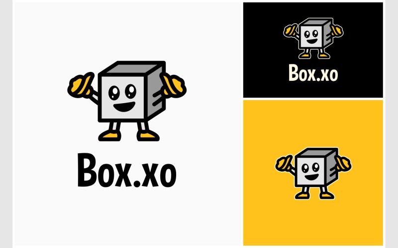 cute box package mascot logo original