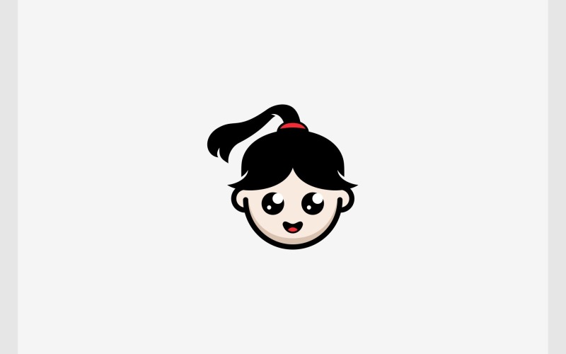 cute girl cartoon mascot logo original