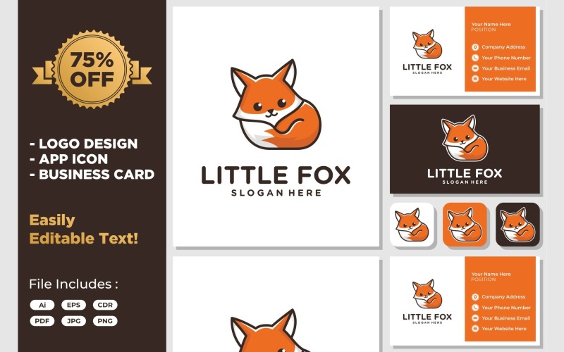 cute little fox cartoon mascot logo original