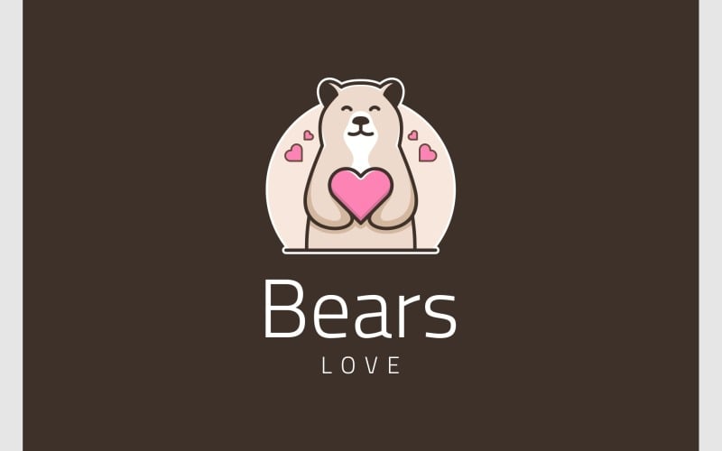 cute mascot bear love gift logo original