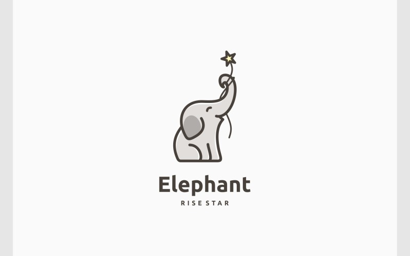 cute mascot elephant reach star logo original