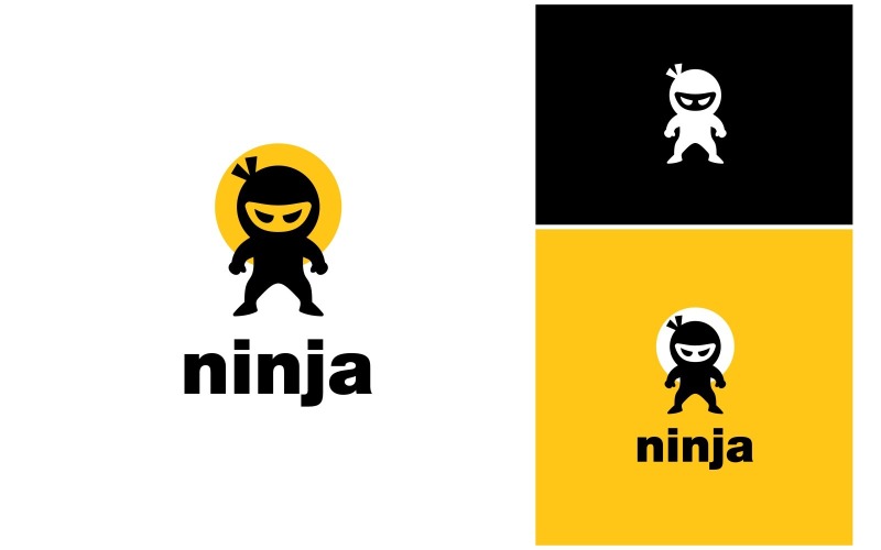 cute ninja warrior illustration logo original