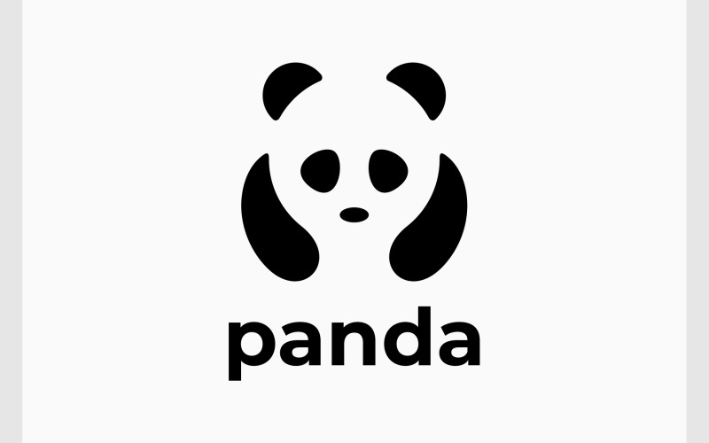 cute panda negative space logo original