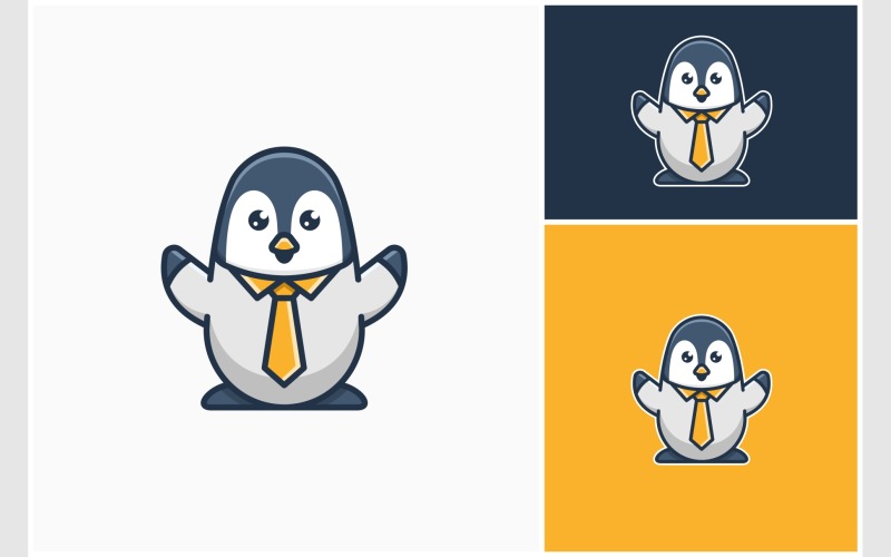 cute penguin suit illustration original