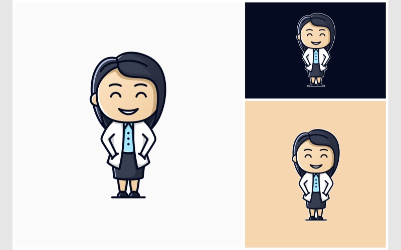 cute woman doctor mascot logo original