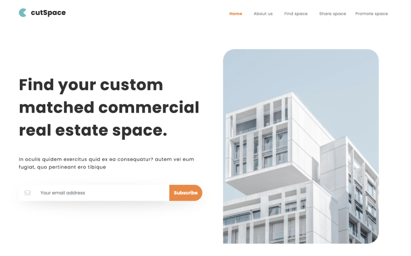 cutspace find commercial space landing page on bootstrap original