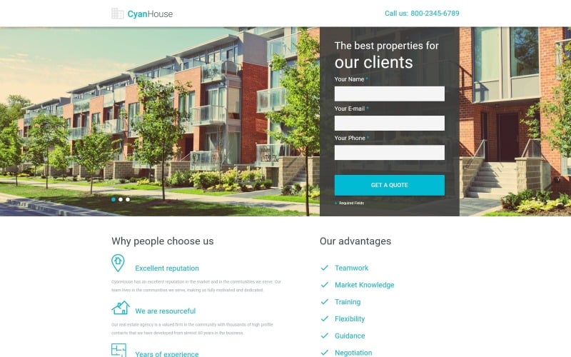 cyan house real estate agency classic html landing page template original