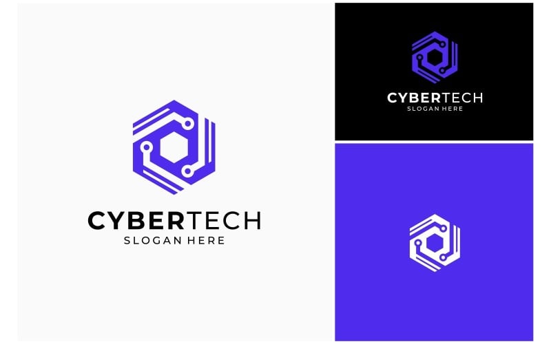 cyber security hexagon tech logo original