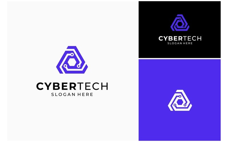 cyber security triangle tech logo original