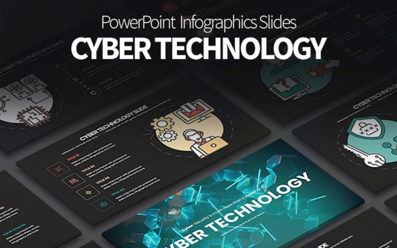 cyber technology powerpoint infographics slides original