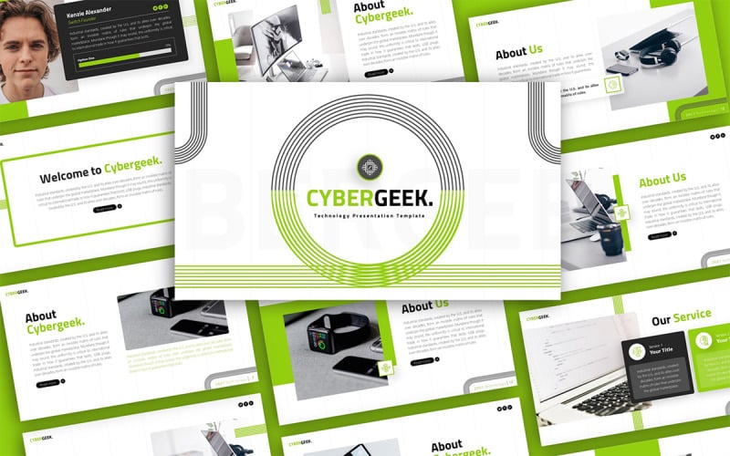 cybergeek technology multipurpose presentation powerpoint template original