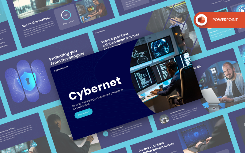 cybernet cyber security powerpoint template original