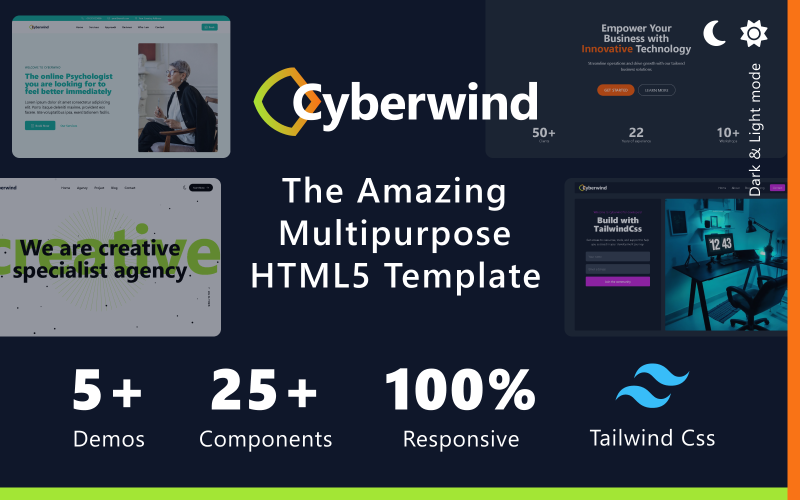 cyberwind tailwind css multipurpose app landing it solutions and business website html template original