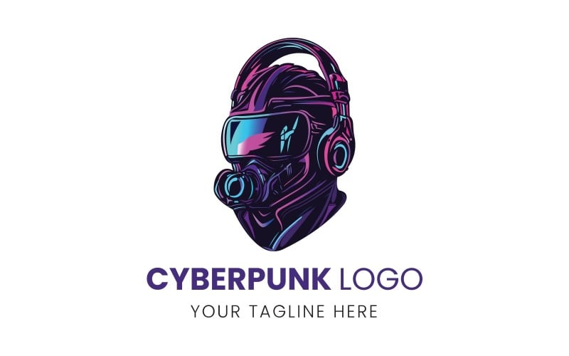 cyborg cyberpunk futuristic vr and cyber brand logo template original