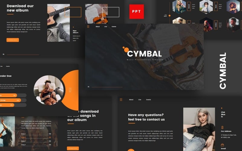 cymbal music powerpoint template original