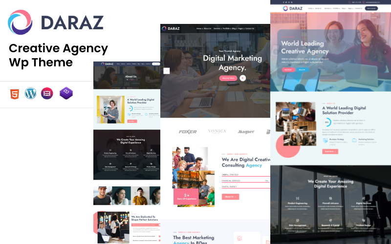 daraz creative agency elementor wordpress theme original