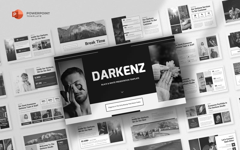 darkenz black and white powerpoint template original