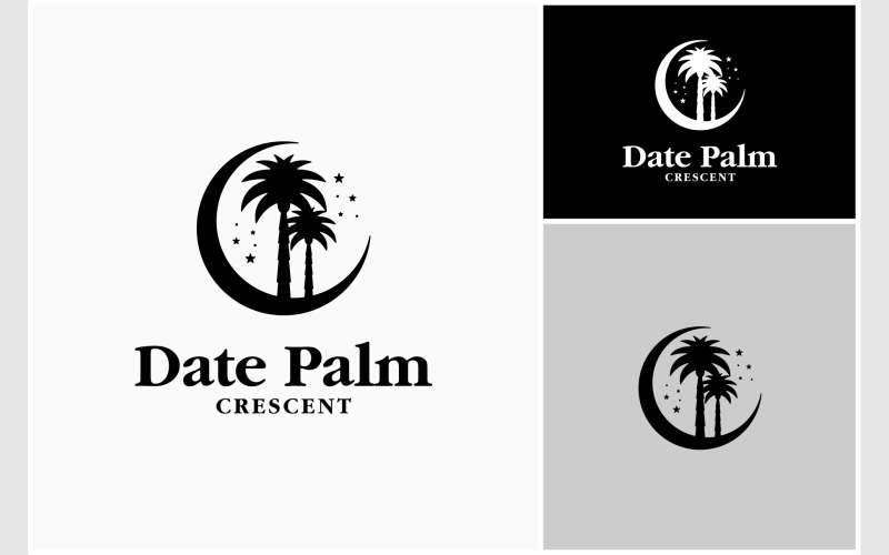 date palm tree crescent night logo original