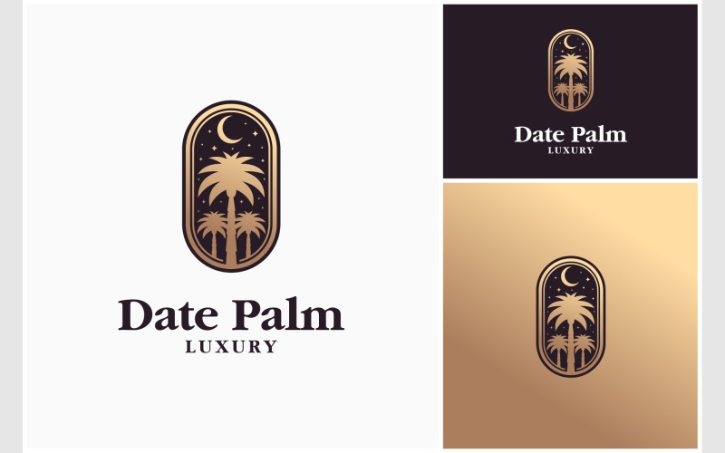 date palm tree night sky luxury logo original