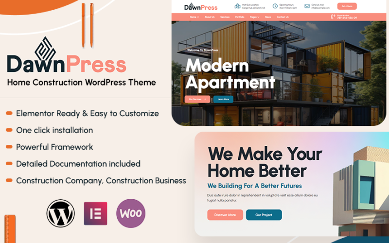 dawnpress home construction wordpress theme original