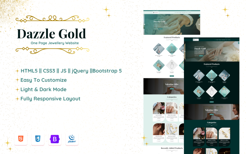 dazzlegold one page jewelry website template original