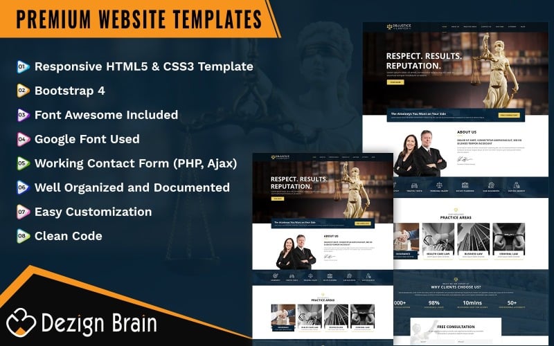 db justice lawyer bootstrap landing page template original