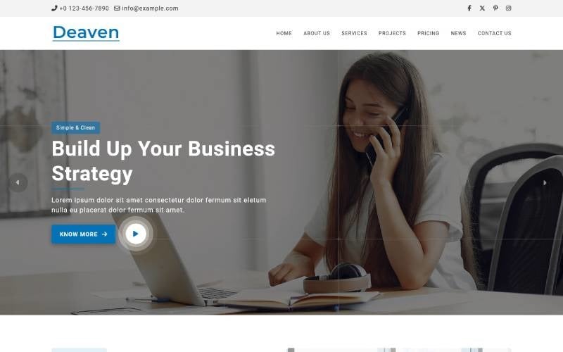 deaven is a one page business html template original