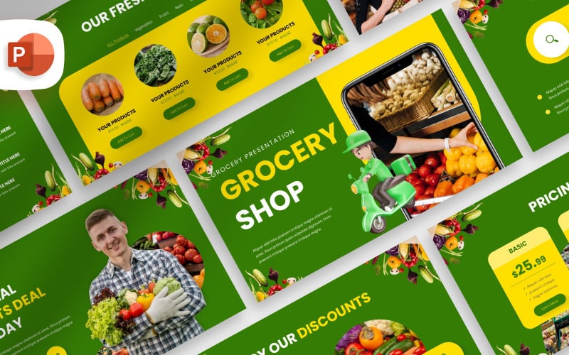decorative grocery shop powerpoint template original